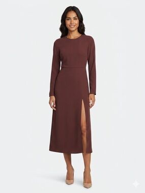 Aritzia Babaton Meghan Long Sleeve Midi Dress Truffle Size 0